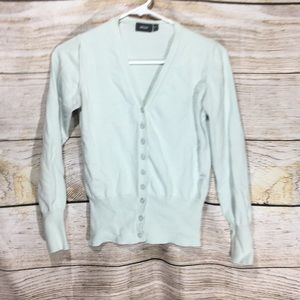 MEXX light blue/green button up sweater small